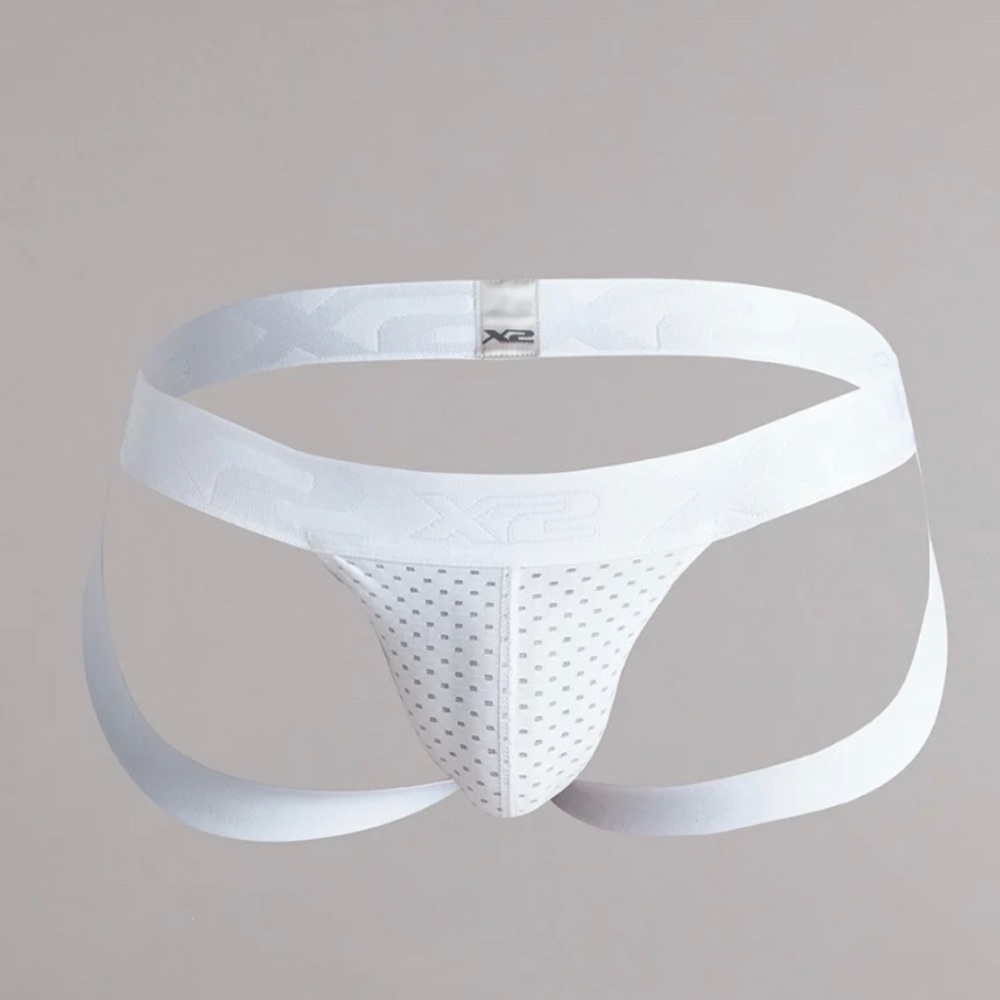 Men’s White Jockstrap Underwear | Breathable Athletic Mesh | Size M